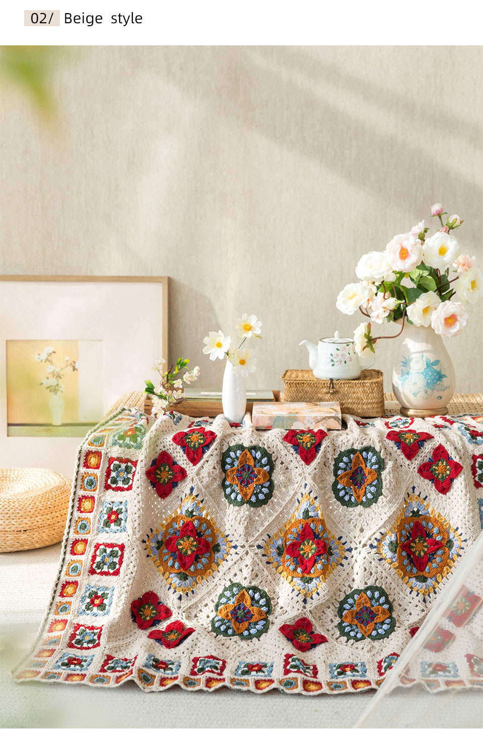 Persimmon pattern,wool blanket,handmade DIY,crochet handmade,blanket material package