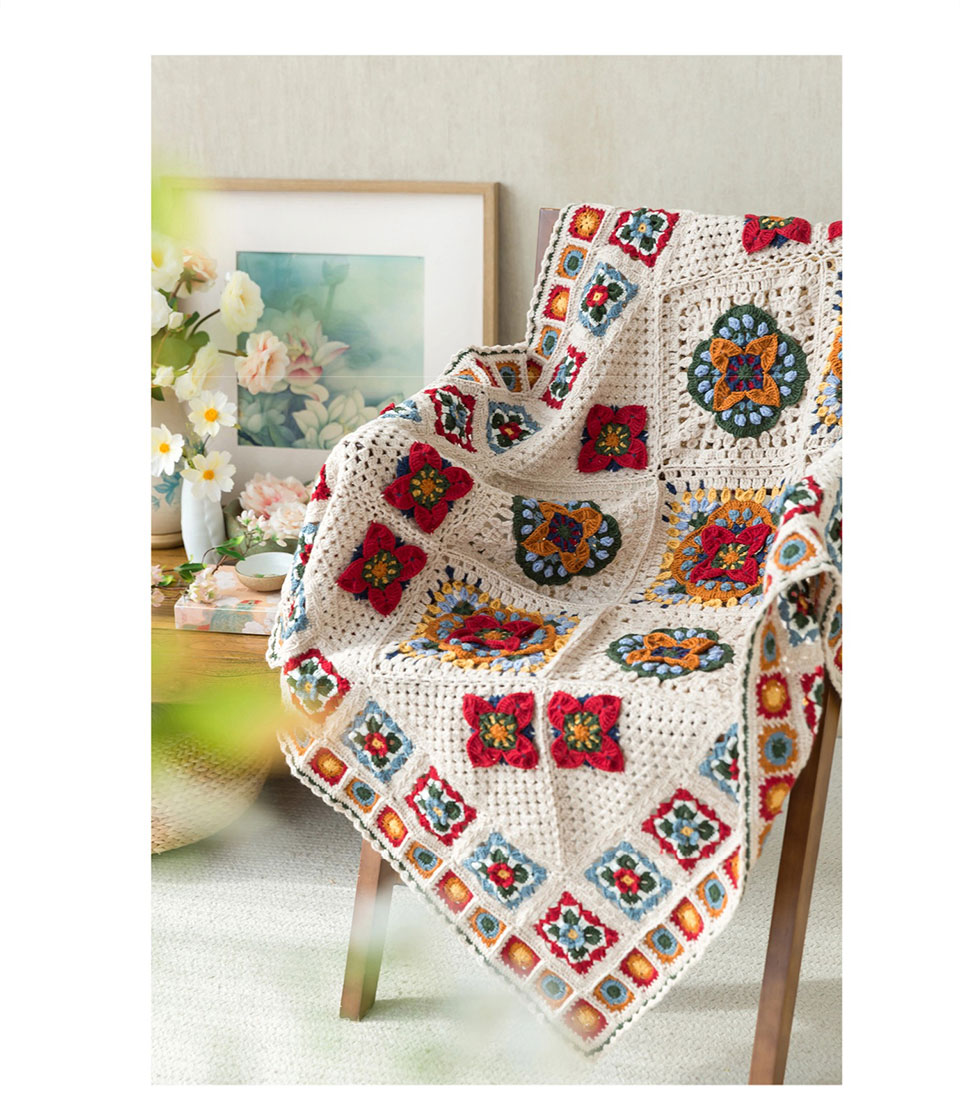Persimmon pattern,wool blanket,handmade DIY,crochet handmade,blanket material package
