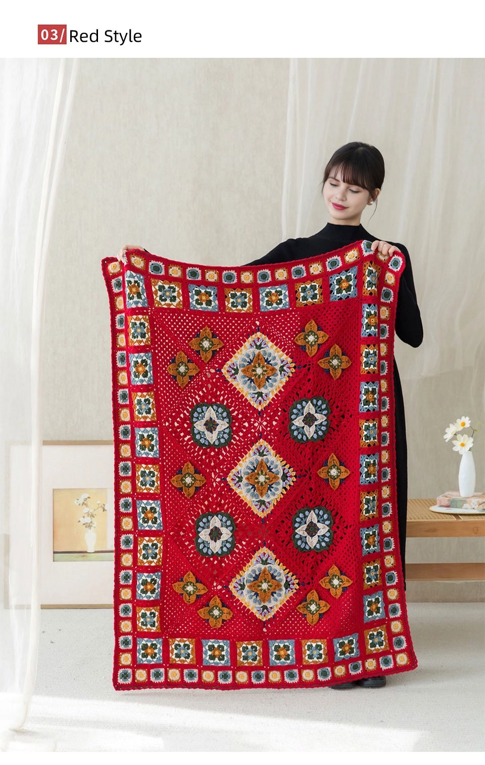 Persimmon pattern,wool blanket,handmade DIY,crochet handmade,blanket material package
