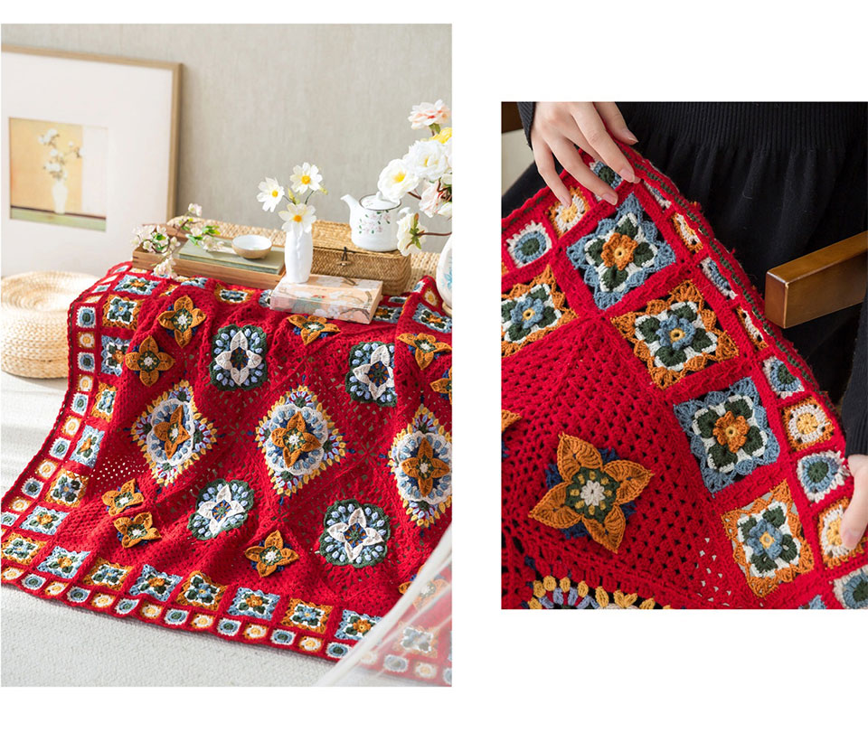 Persimmon pattern,wool blanket,handmade DIY,crochet handmade,blanket material package