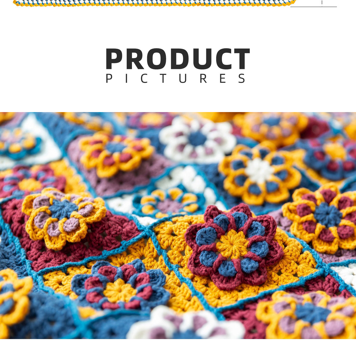 Plum Blossom,Grandma Grid Blanket,Handmade Cotton,Crochet Blanket,Homemade,Material Pack