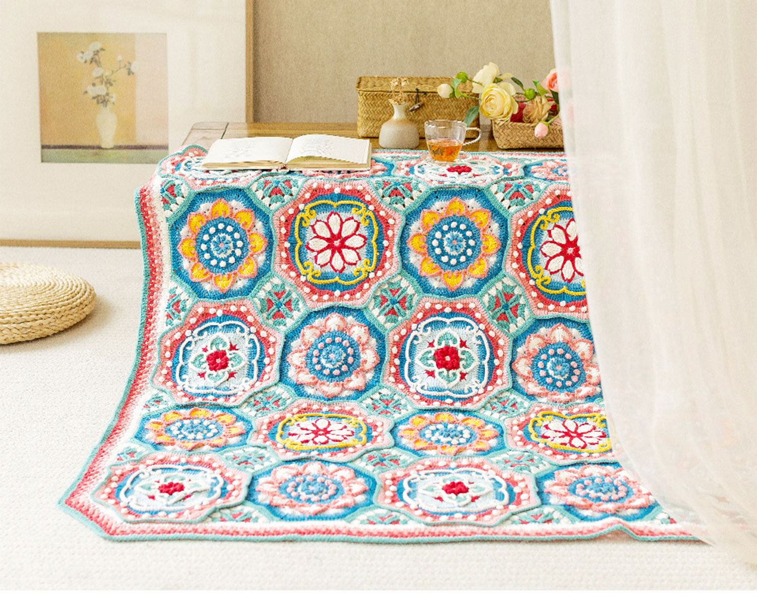 Ruyi Lotus,Blanket,Handmade,Crochet Blanket,Material Package