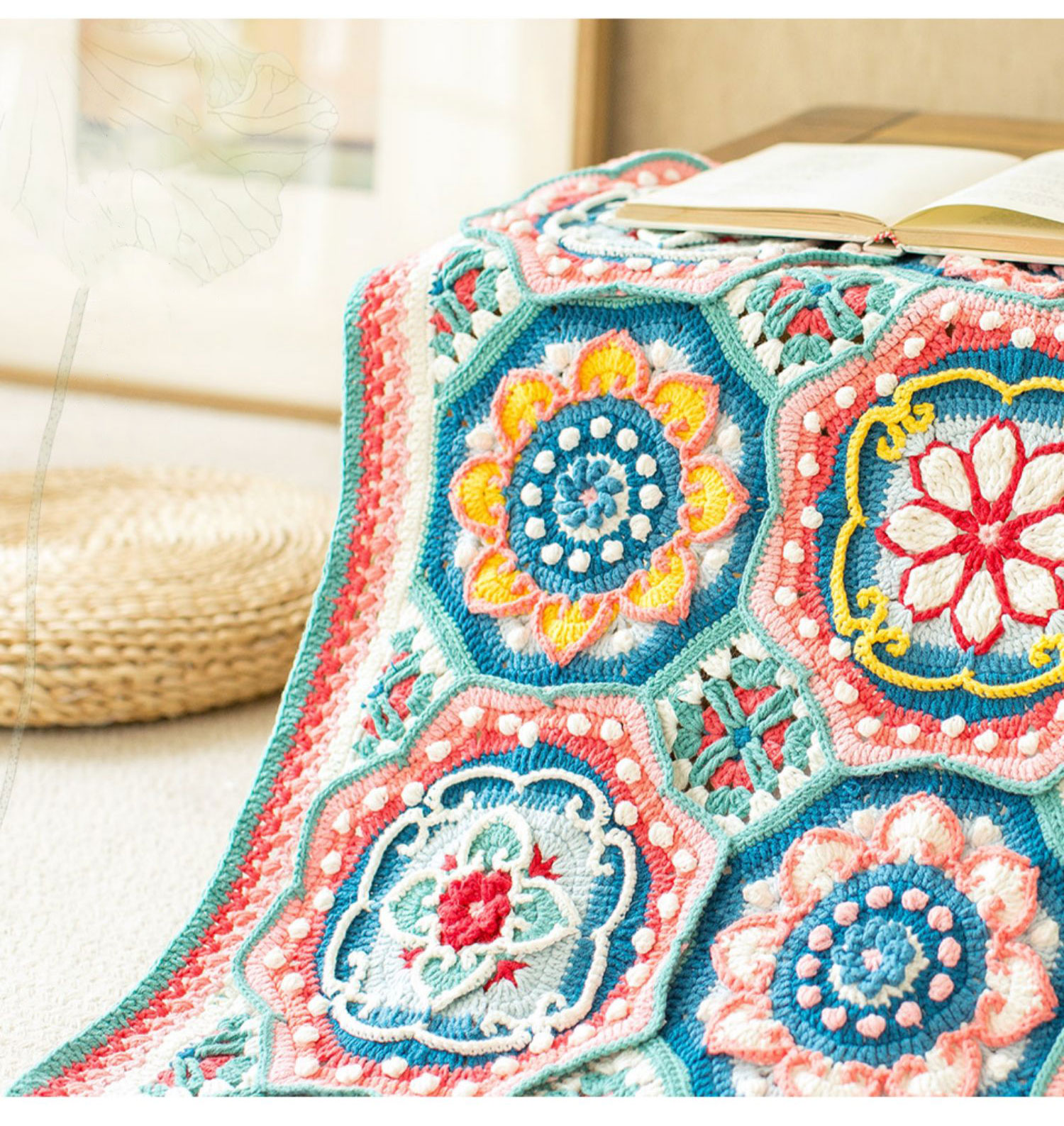 Ruyi Lotus,Blanket,Handmade,Crochet Blanket,Material Package