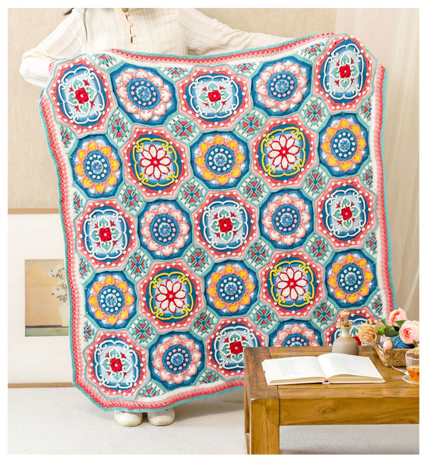 Ruyi Lotus,Blanket,Handmade,Crochet Blanket,Material Package