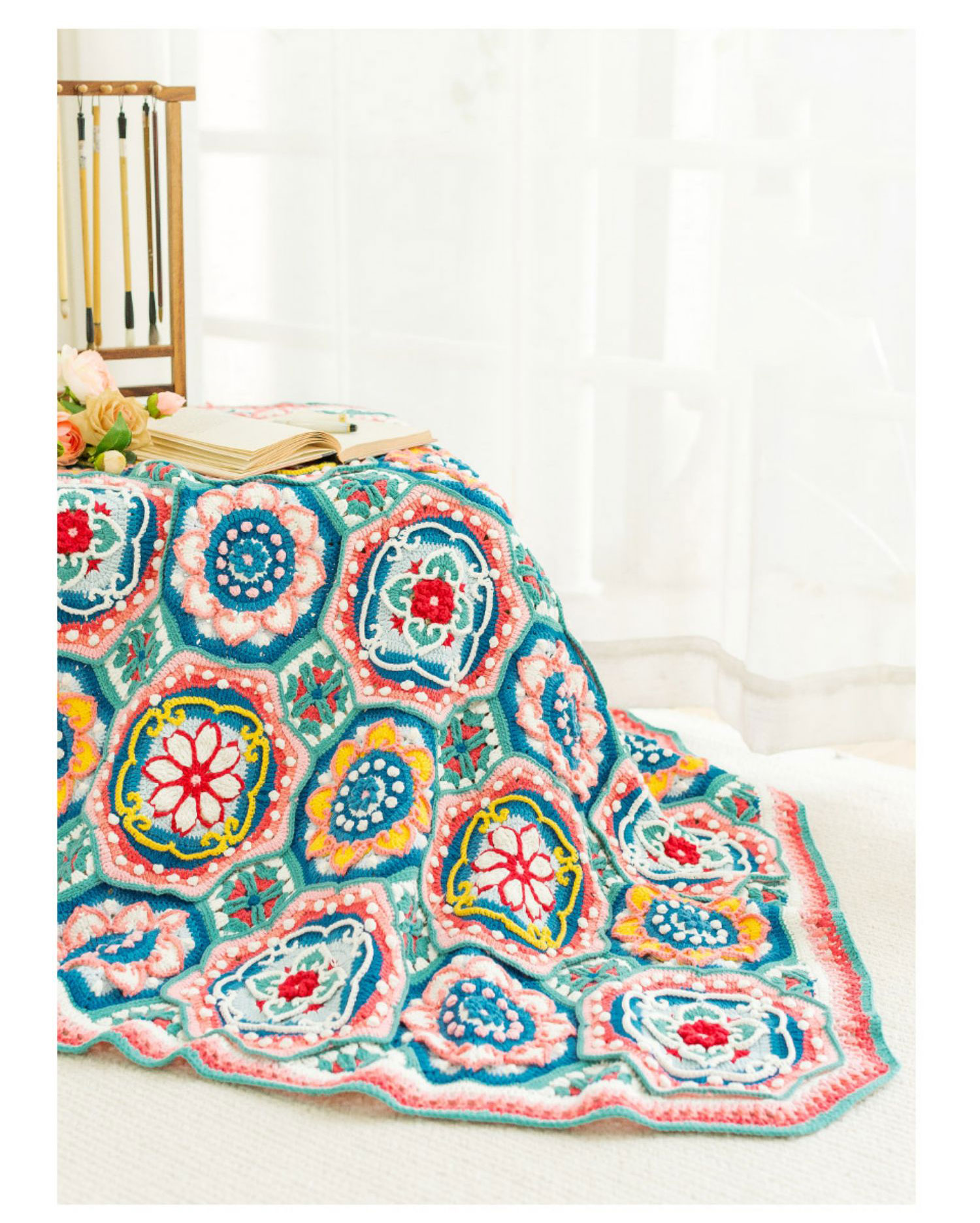 Ruyi Lotus,Blanket,Handmade,Crochet Blanket,Material Package