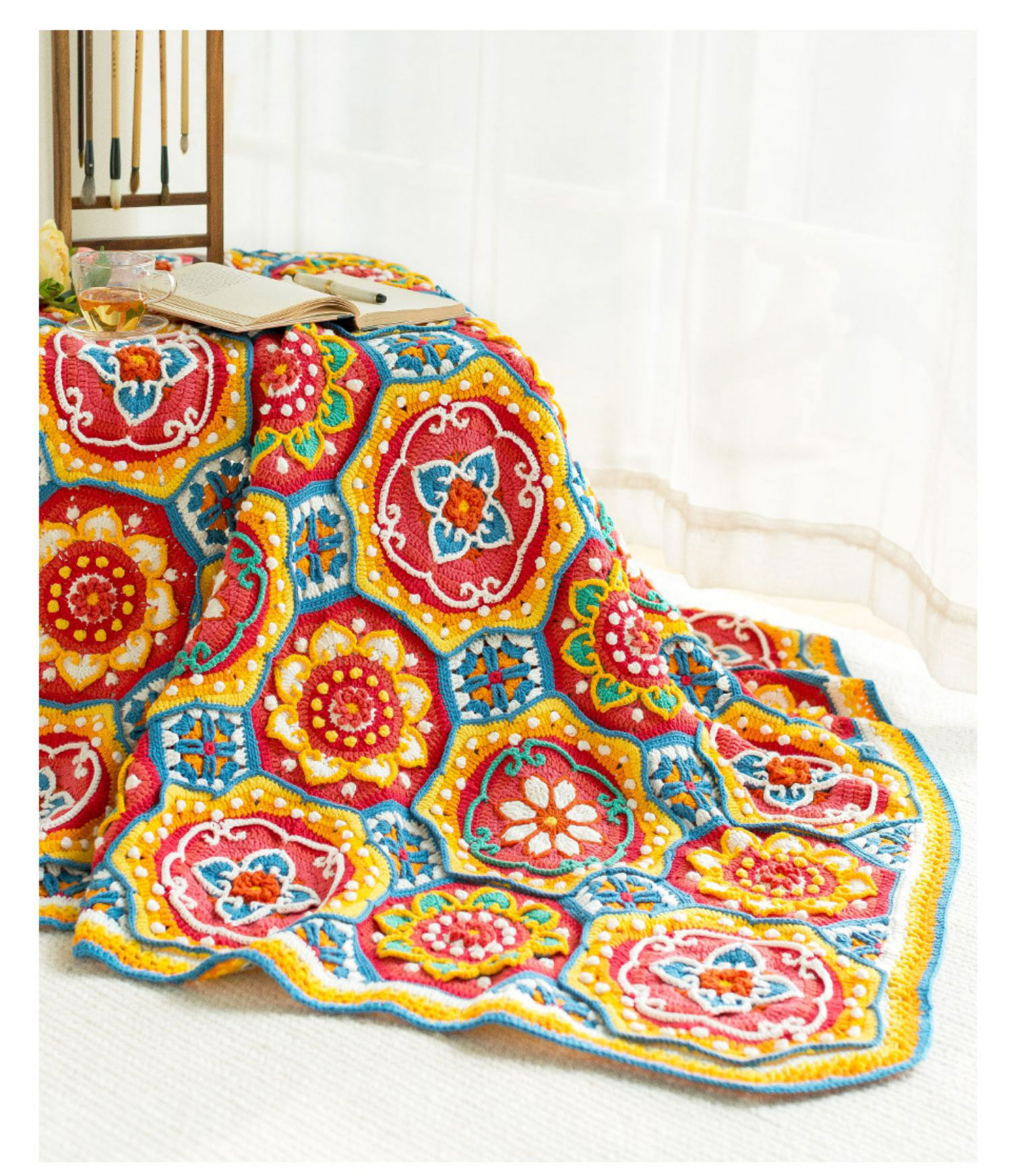 Ruyi Lotus,Blanket,Handmade,Crochet Blanket,Material Package