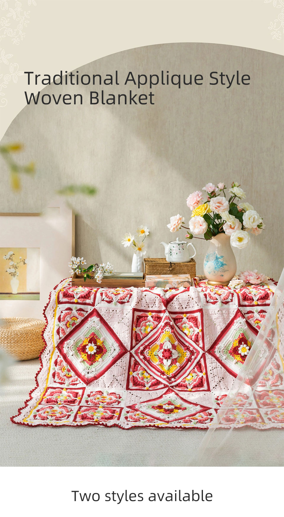 Square plaid patchwork blanket,handmade crochet,blanket,wool,material package