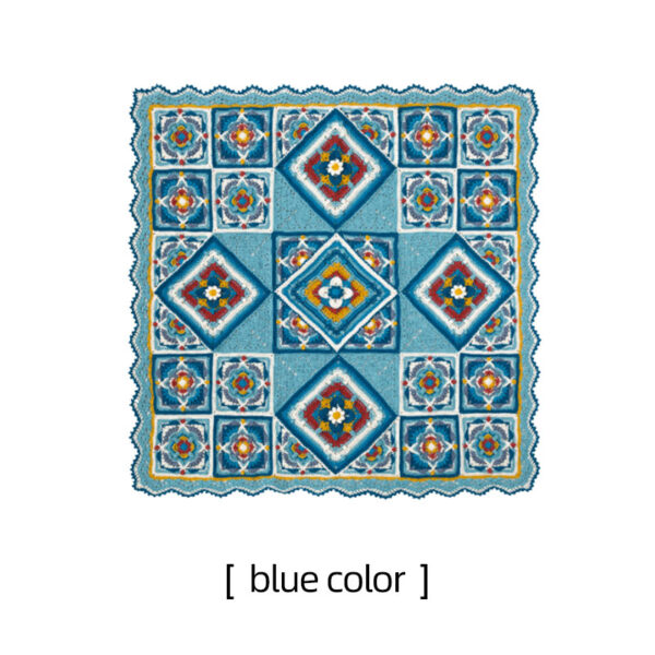 Square plaid patchwork blanket handmade crochet blanket wool material package 116×116cm - Image 2