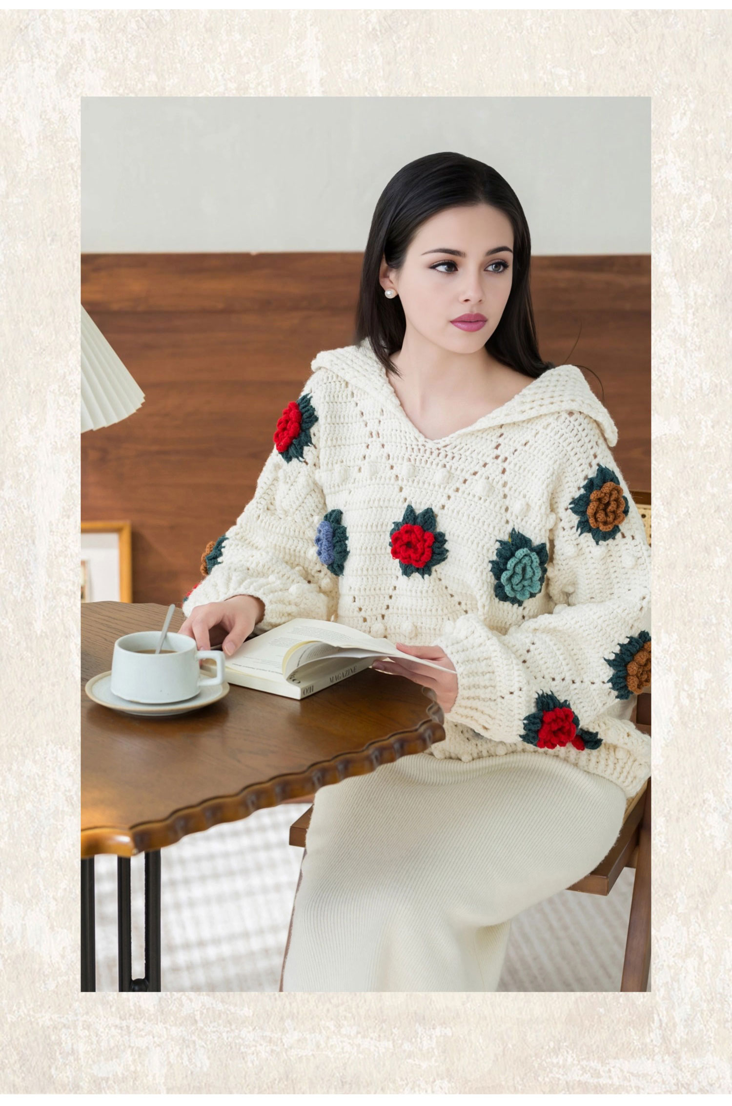 Vintage patchwork,sweater,DIY hand-knitted,crochet sweater,homemade,material package