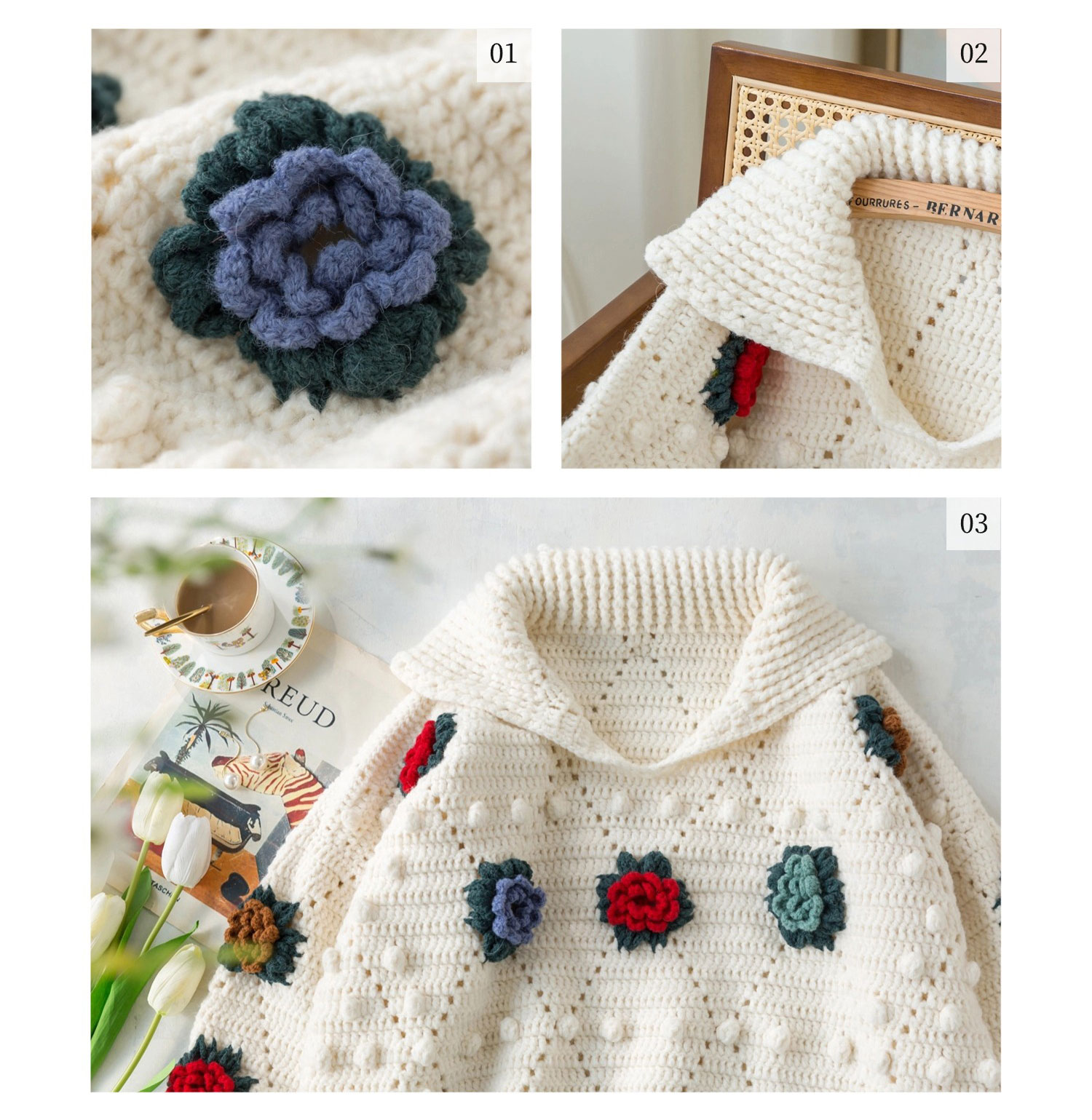 Vintage patchwork,sweater,DIY hand-knitted,crochet sweater,homemade,material package