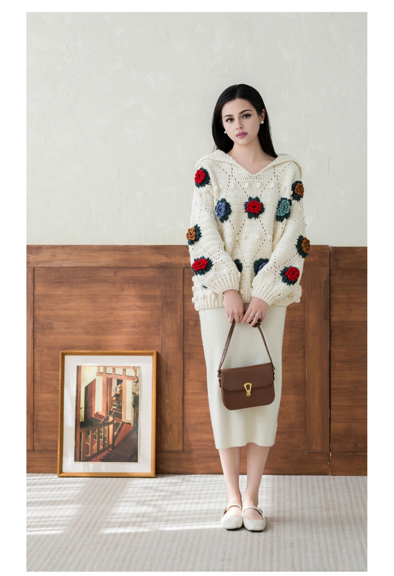 Vintage patchwork,sweater,DIY hand-knitted,crochet sweater,homemade,material package
