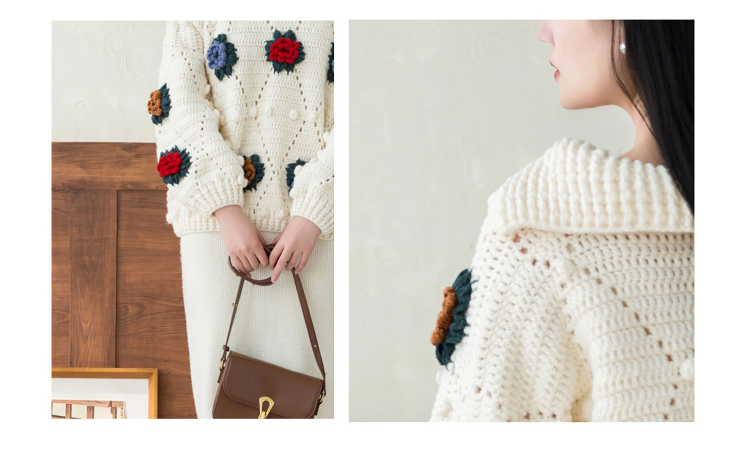 Vintage patchwork,sweater,DIY hand-knitted,crochet sweater,homemade,material package